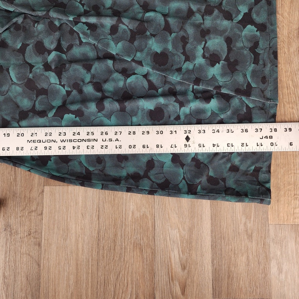 Hugo Boss Teal Black Abstract Print Ruched V-Neck Sheath Dress 3/4 Sleeve - Picture 7 of 12
